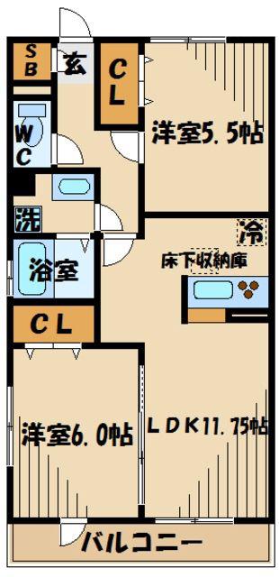 ビオレータ(2LDK/1階)の間取り写真
