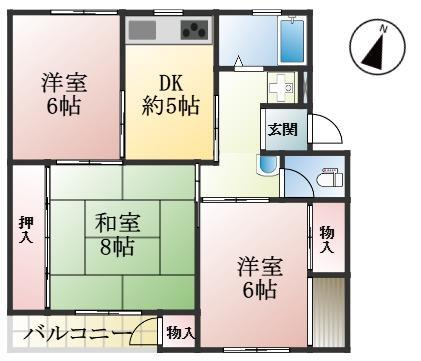 渦ヶ森コーポ18号館(3DK/5階)の間取り写真
