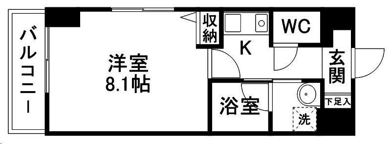 APPLE泉中央(1K/7階)の間取り写真