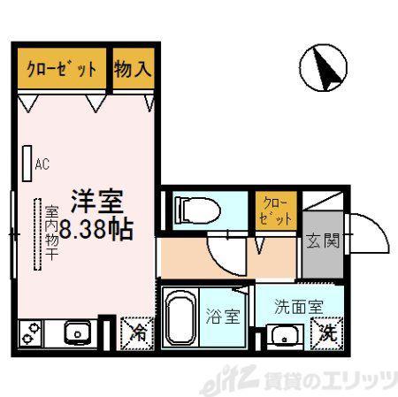 DROOMFUTABA2(ワンルーム/3階)の間取り写真