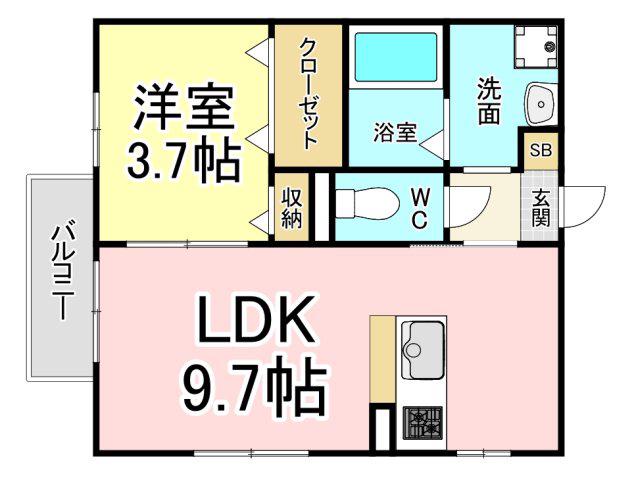 ソレイユ鳴水(1LDK/2階)の間取り写真