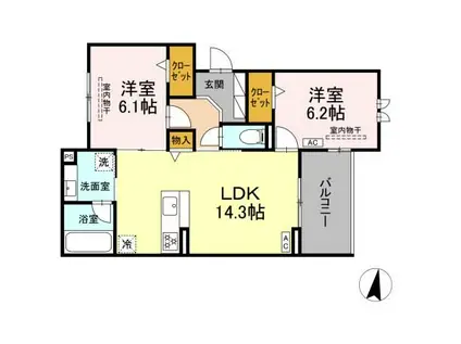 グランボヌール(2LDK/2階)の間取り写真