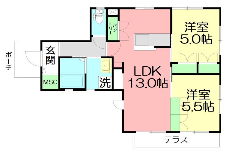 GRAAL TOTSUKA(2LDK/1階)の間取り写真