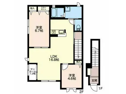 SH・ブランシェヒカル(2LDK/2階)の間取り写真