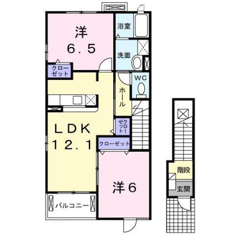 シュティルシェーネ(2LDK/2階)の間取り写真