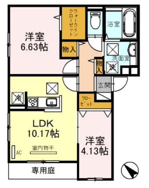 ビエネスタル(2LDK/1階)の間取り写真