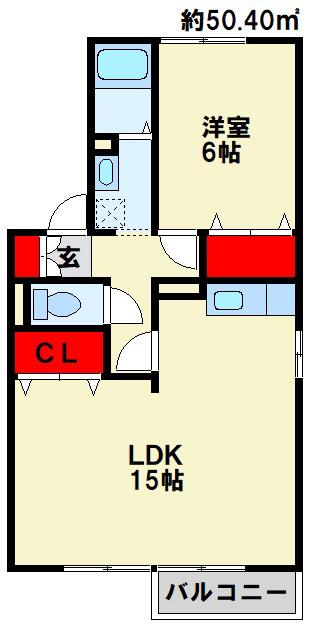 グランドゥール本城(1LDK/2階)の間取り写真