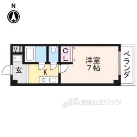 サンハイツ大新(1K/4階)の間取り写真