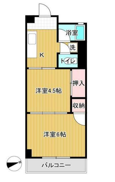 盛伸マンション(2K/3階)の間取り写真