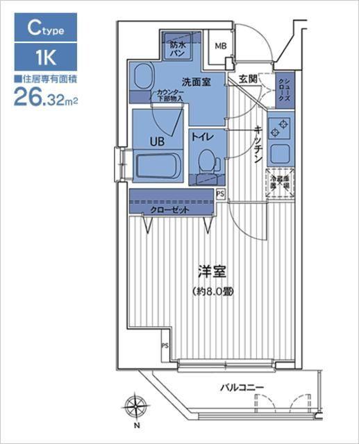 HF三田レジデンス2(1K/11階)の間取り写真