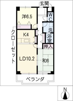 まほろば(2LDK/5階)の間取り写真
