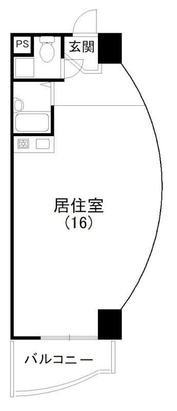 ヒューゲル城北(ワンルーム/2階)の間取り写真