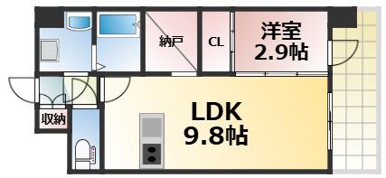 EST ONE HIGASHIOSAKAII(1SLDK/2階)の間取り写真