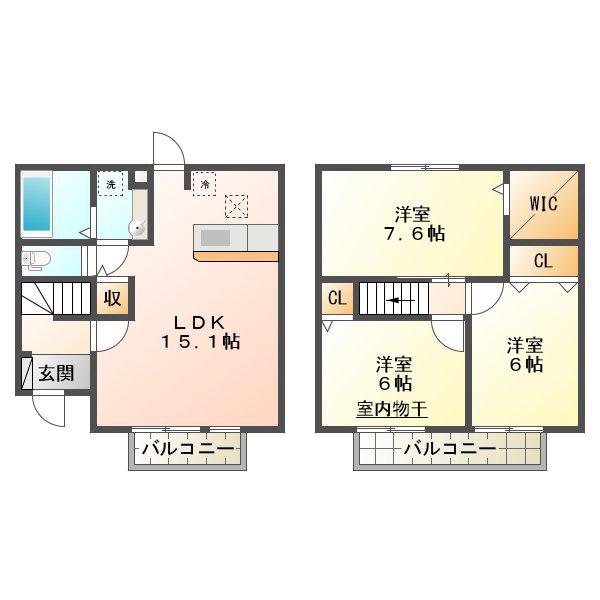 ステラハウス(3LDK/1階)の間取り写真