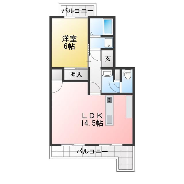 マイシャトー国府台(2DK/4階)の間取り写真