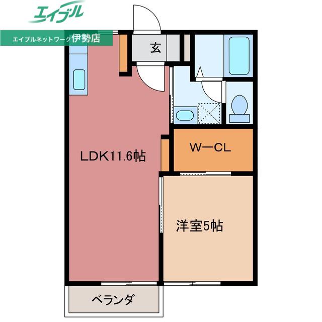 アーバンチェリー B(1LDK/2階)の間取り写真