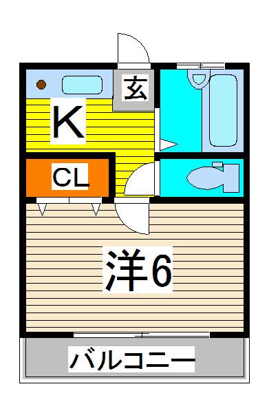 ハイツビレイ(1K/1階)の間取り写真