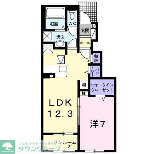 東武野田線 梅郷駅 徒歩14分 2階建 築5年(1LDK/1階)の間取り写真