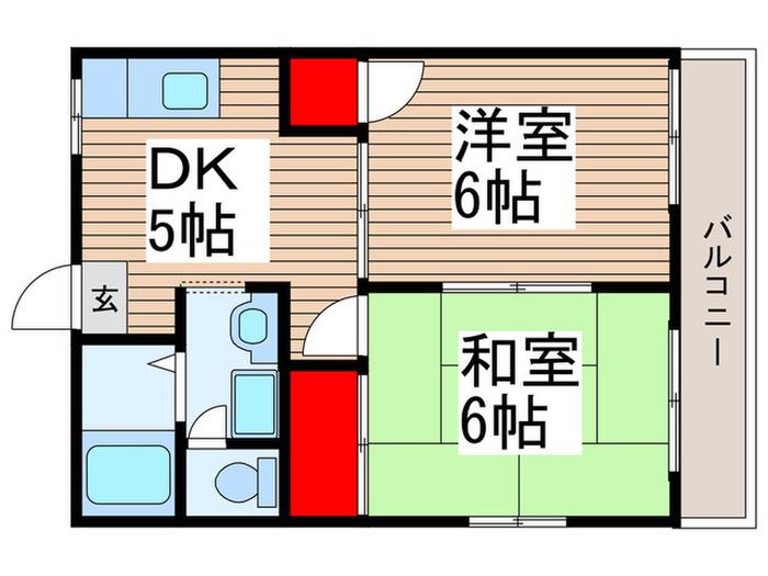 ハイムソナール(2DK/2階)の間取り写真