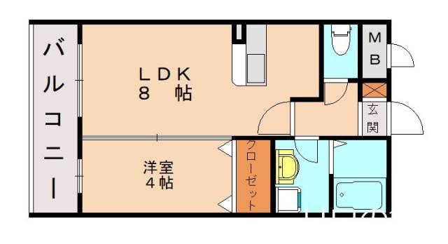 プレステージ赤間(1LDK/1階)の間取り写真