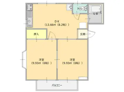 アーク・ムカイ(2DK/2階)の間取り写真