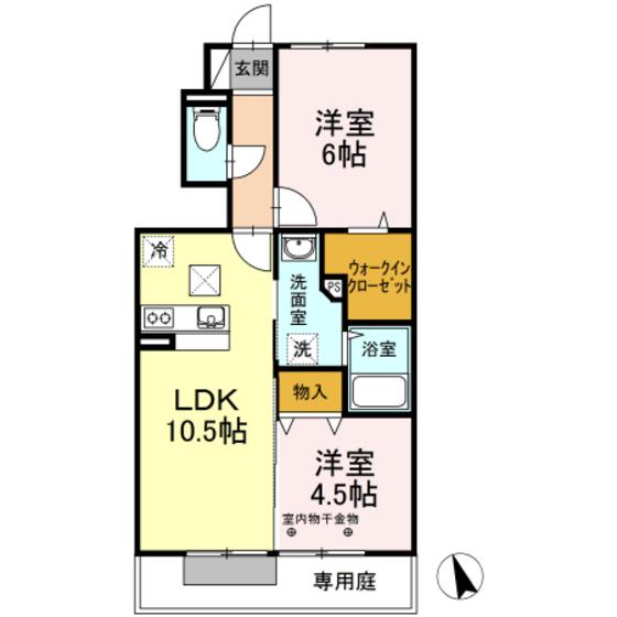 シリウス(2LDK/1階)の間取り写真