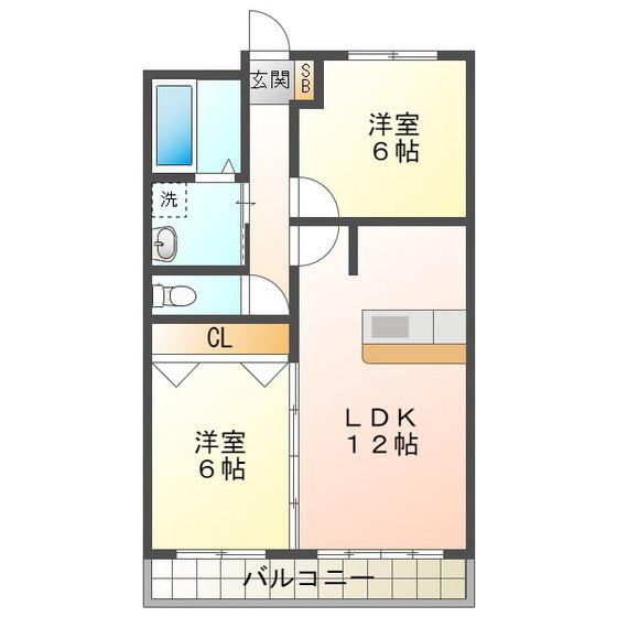 グリーンハイツ2(2LDK/1階)の間取り写真