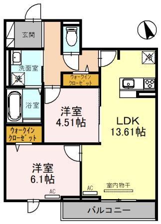 RAINBOW(2LDK/2階)の間取り写真