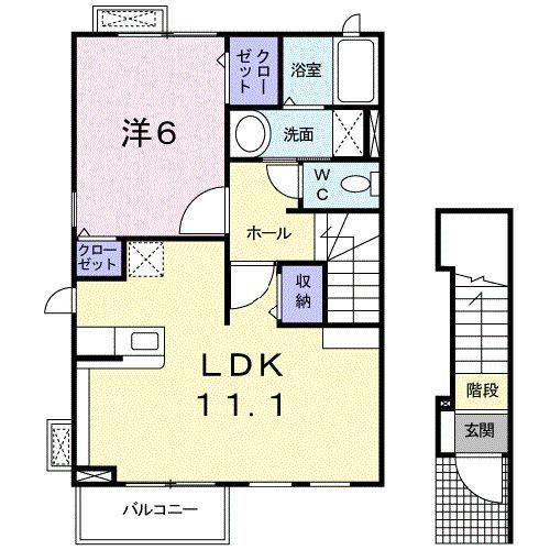 フルール中山(1LDK/2階)の間取り写真