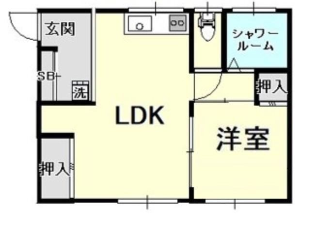 サイドキフネ(1LDK/1階)の間取り写真