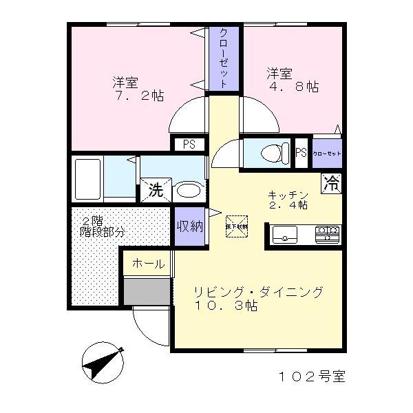 ティアレ(2LDK/1階)の間取り写真