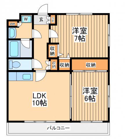 サザンコート小泉(2LDK/1階)の間取り写真