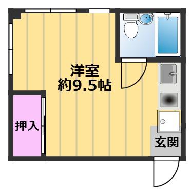 アミューズマンションむさし1(ワンルーム/3階)の間取り写真