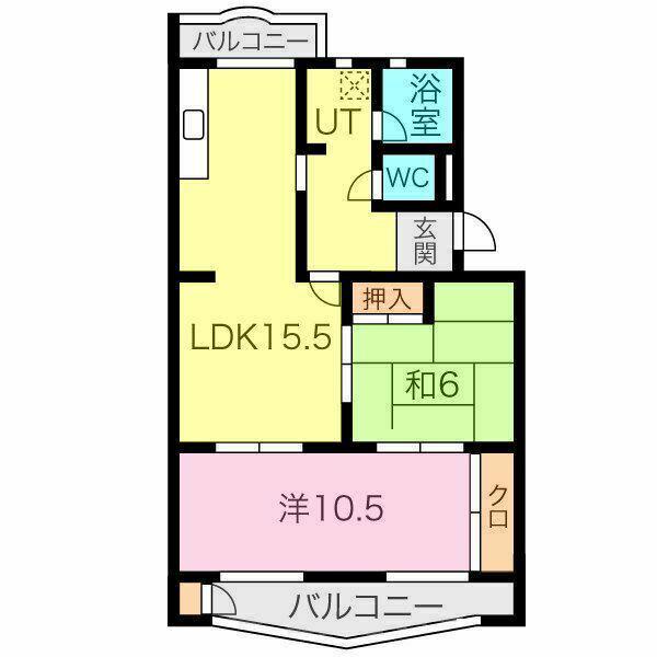 プラザフェニックス千鳥ヶ丘(2LDK/3階)の間取り写真