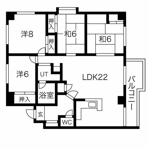 ロマンコート(4LDK/4階)の間取り写真