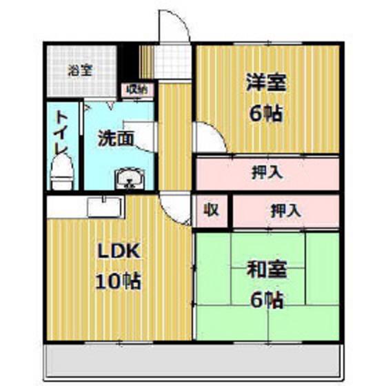 サンヒルズ沖代(2LDK/1階)の間取り写真