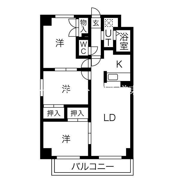元町ガーデン(3LDK/2階)の間取り写真