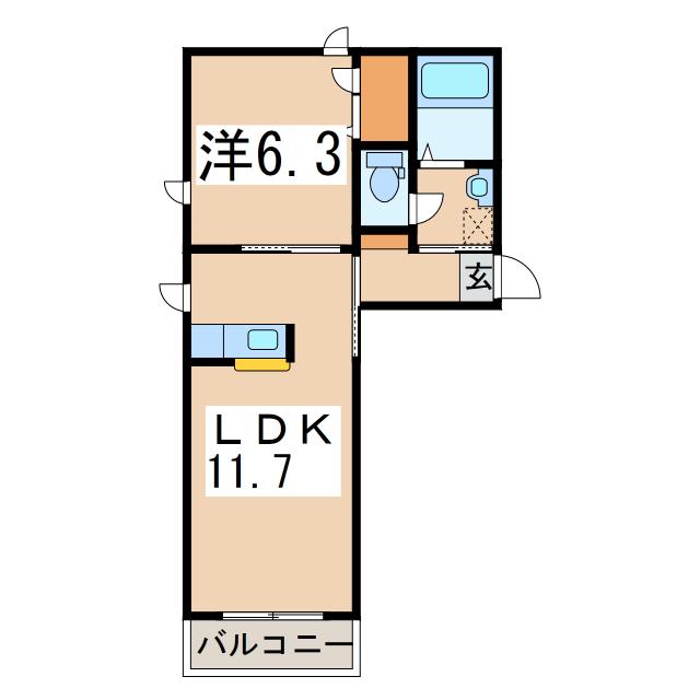 コーポ山内A(1LDK/2階)の間取り写真