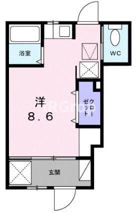 サンダーソニア(ワンルーム/1階)の間取り写真