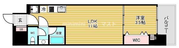 ブエナビスタ難波タワー(1LDK/8階)の間取り写真
