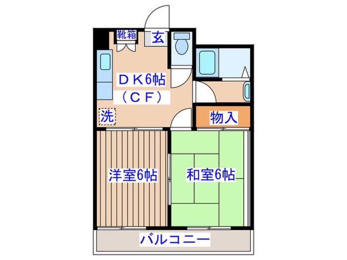 コーポサトー(2DK/3階)の間取り写真