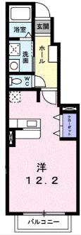 プライムコート(ワンルーム/1階)の間取り写真