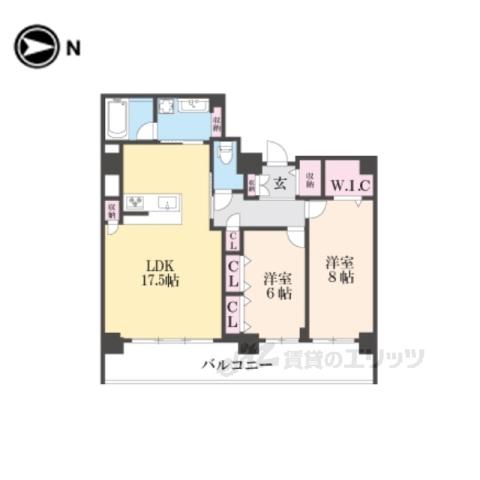 ROUAGE御所南(2LDK/2階)の間取り写真