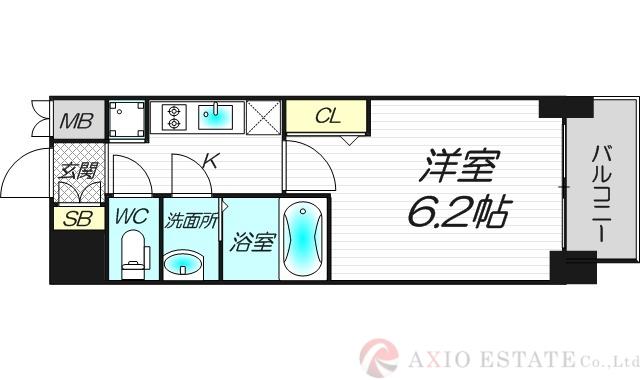プレサンス東三国駅前グランクラス(1K/9階)の間取り写真
