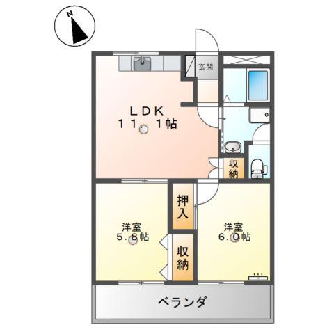 ディアグレイス50(2LDK/2階)の間取り写真
