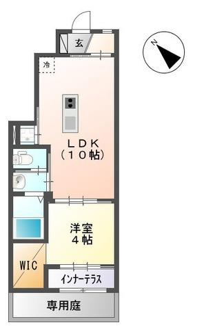 フィールリバーヒルズIV(1LDK/1階)の間取り写真