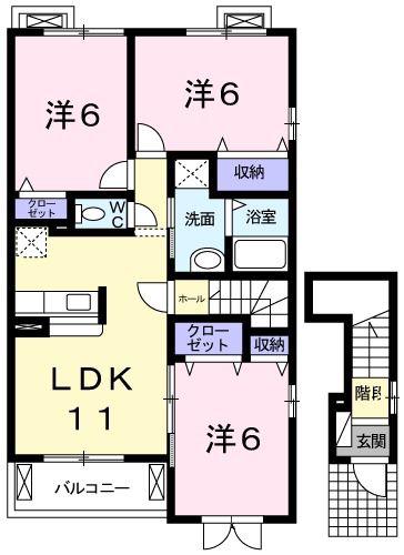 ミルフィーユ B(3LDK/2階)の間取り写真
