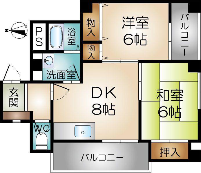 プリティハウス(2DK/3階)の間取り写真