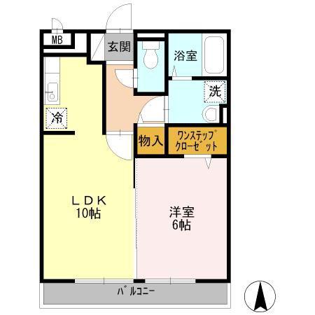 コージーコート(1LDK/2階)の間取り写真