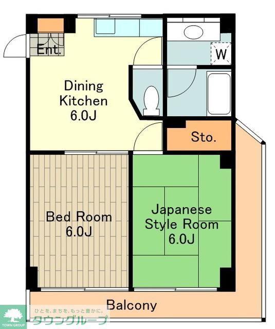シルクハイム国分寺(2DK/4階)の間取り写真